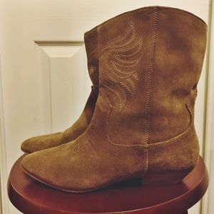Aldo Faux Suede Camel Brown Cowboy Booties